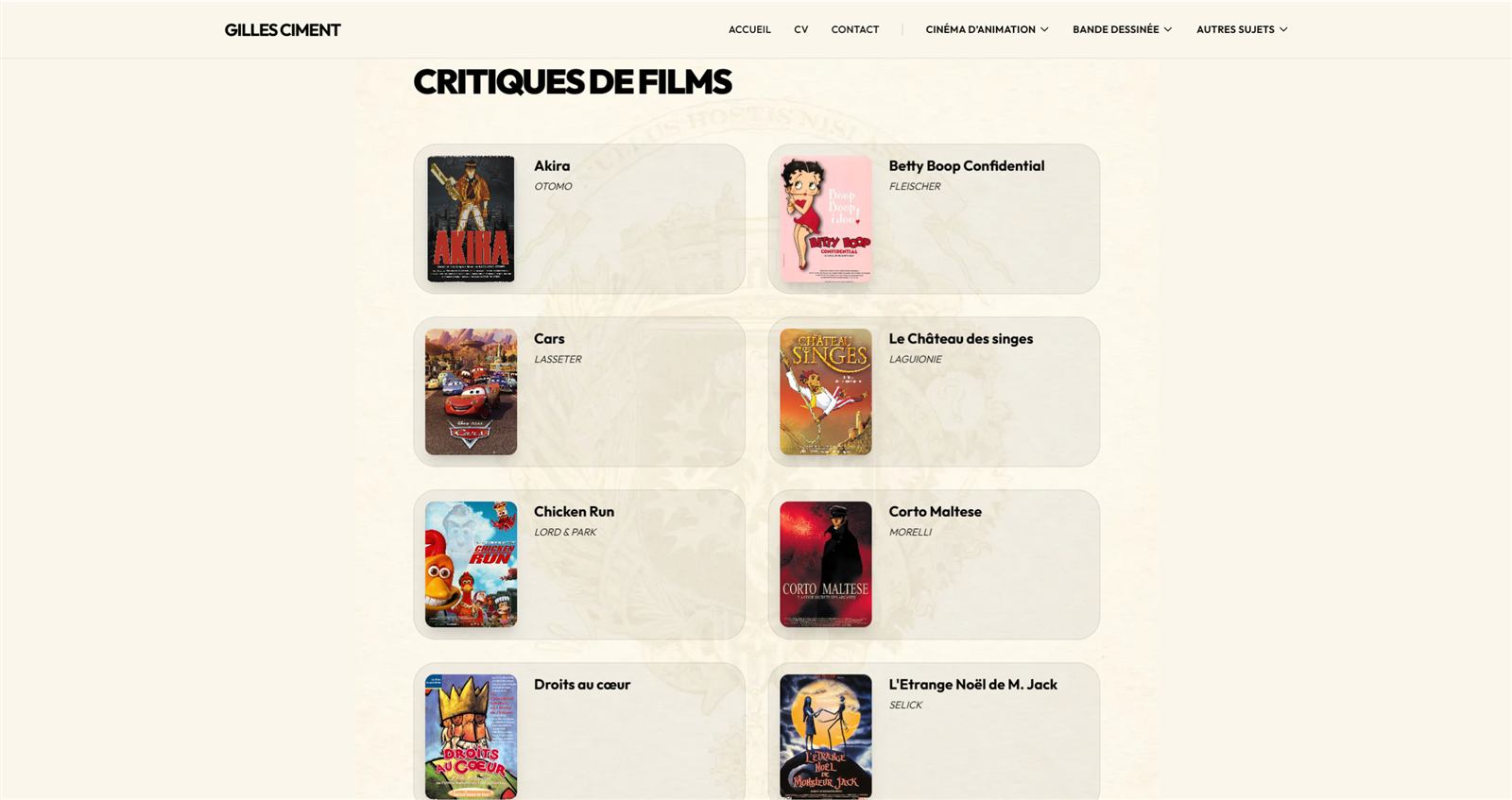 Catalogue des films d'animation après la refonte