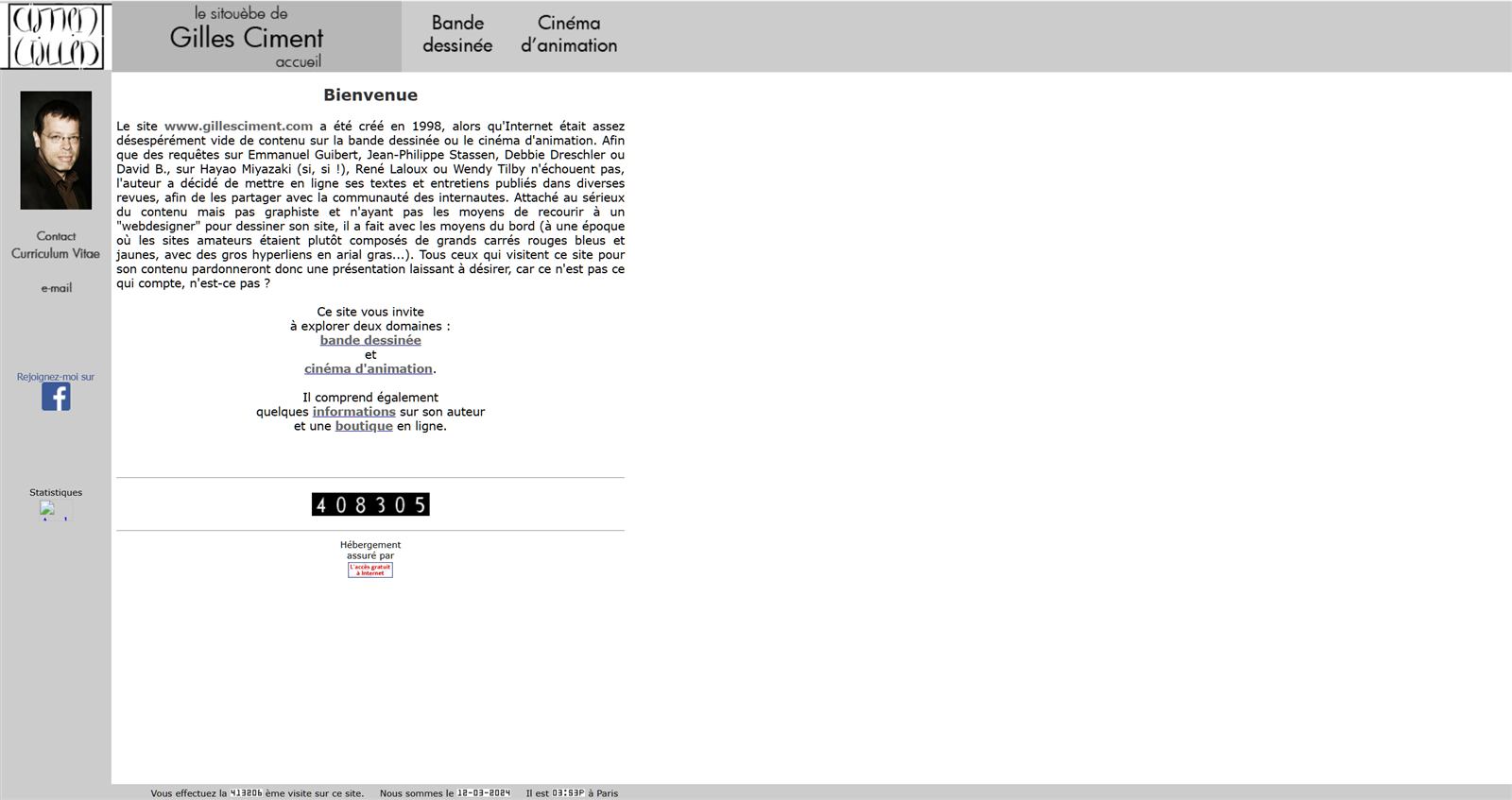 Page d'accueil du site avant la refonte, en 1998