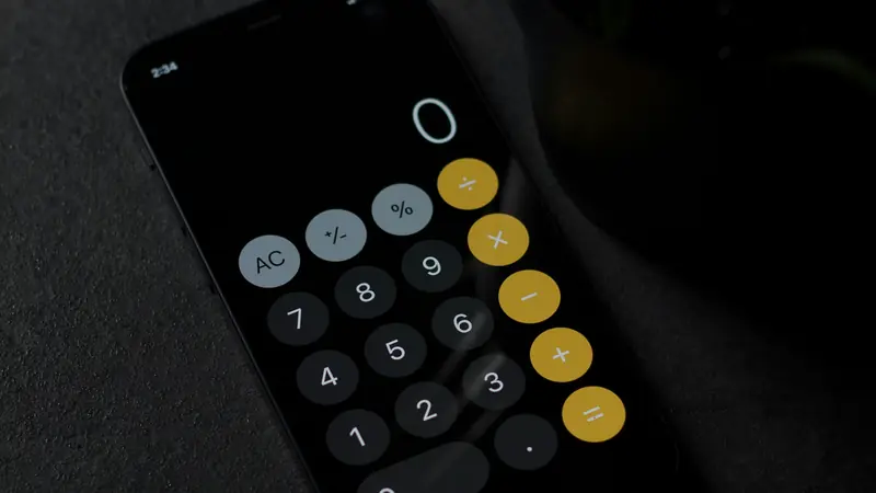 A calculator app open on a smartphone