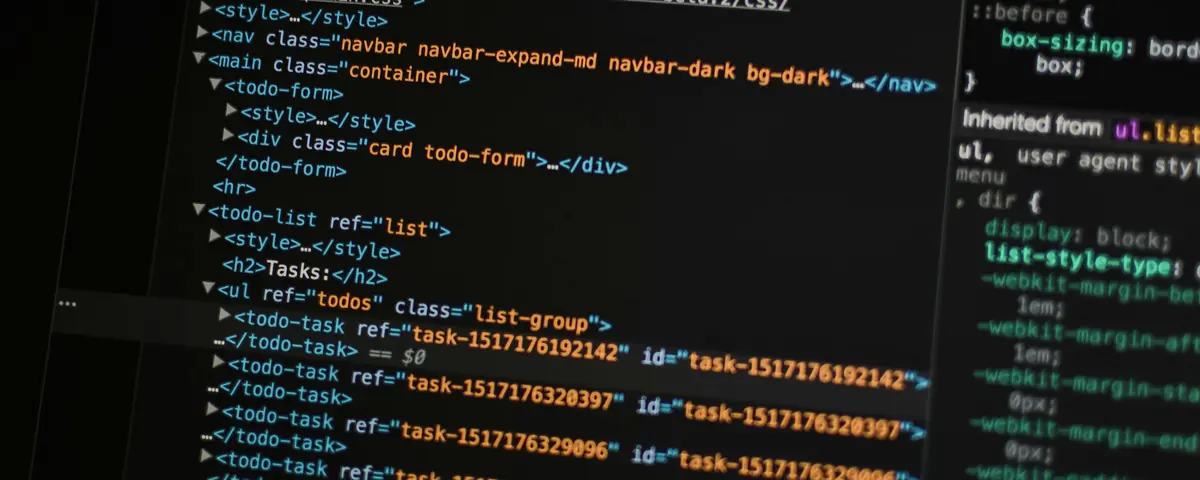 Tag-based markup shown in an editor, a list of nested elements